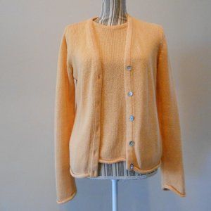 Women's Small Peach Cardigan Sweater Twin Set